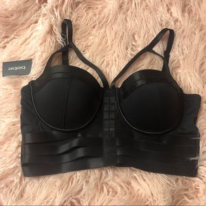 BEBE Black strappy zip up Bustier Medium NWT